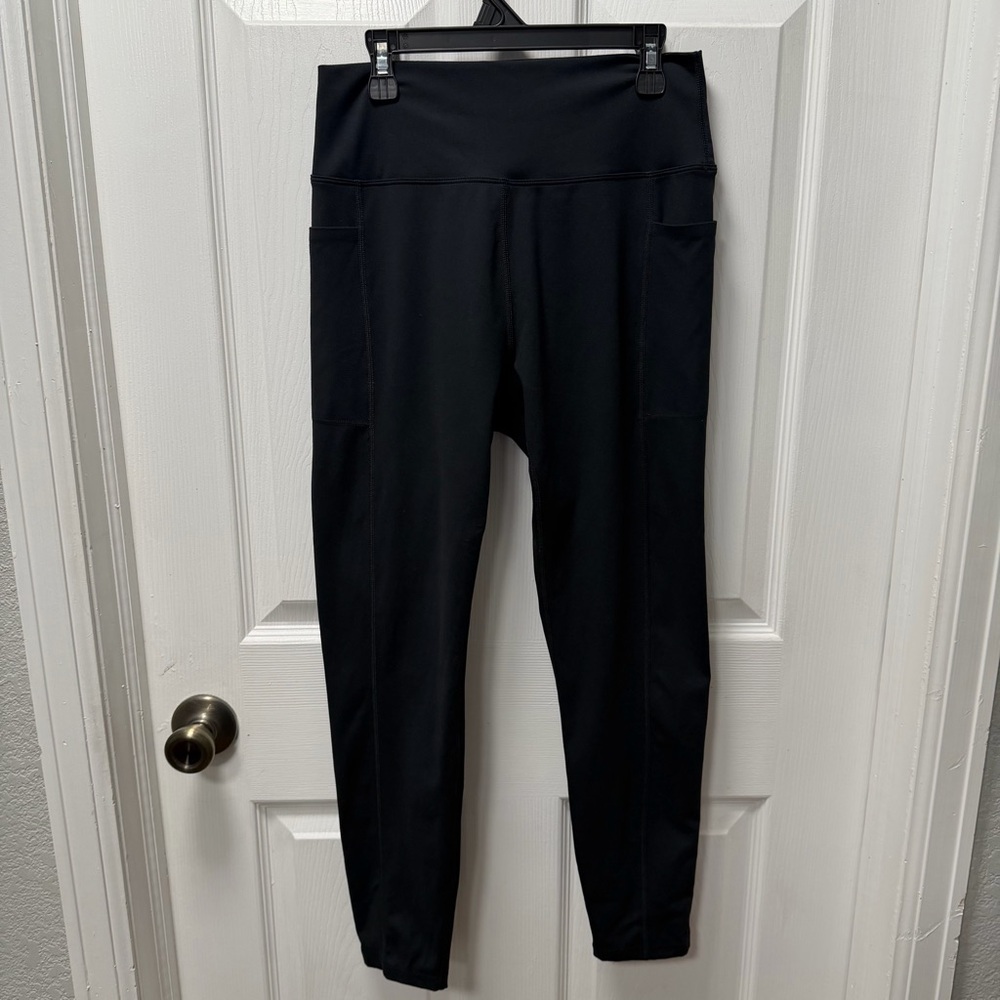 Danskin Black Contour Leggings, Large, Two Side Pockets, High Waist, 2 for 1